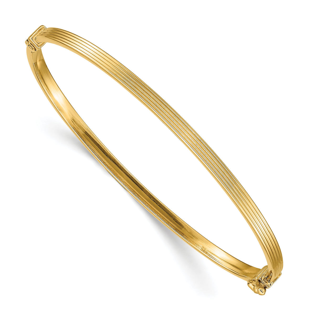 14k Polished Textured Hinged Bangle Bracelet-DB626