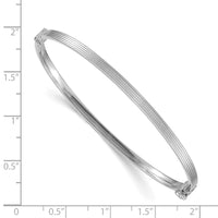 14k White Gold Polished Textured Hinged Bangle Bracelet-DB627