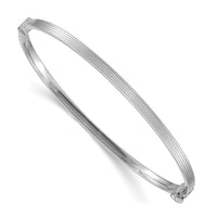 14k White Gold Polished Textured Hinged Bangle Bracelet-DB627