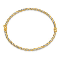 14k Two-Tone Polished Hinged Bangle Bracelet-DB630