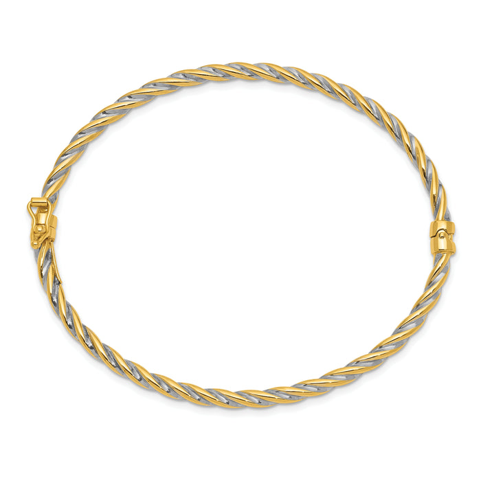 14k Two-Tone Polished Hinged Bangle Bracelet-DB630