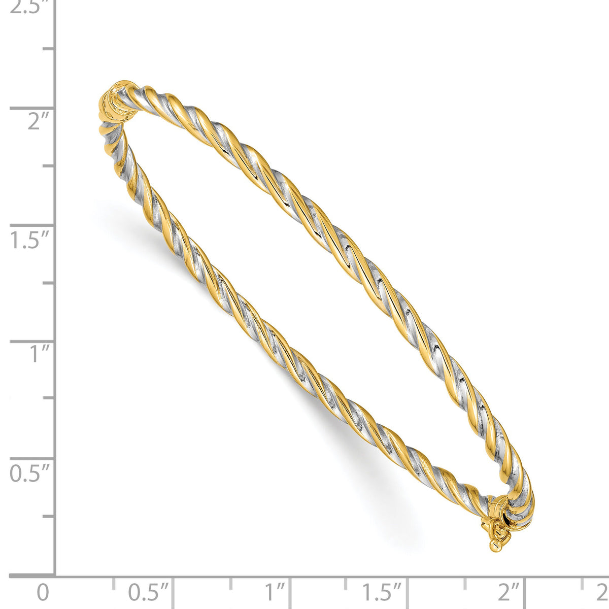 14k Two-Tone Polished Hinged Bangle Bracelet-DB630