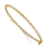 14k Two-Tone Polished Hinged Bangle Bracelet-DB630