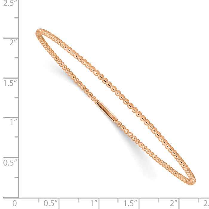 14K Rose Gold Beaded Slip-on Bangle-DB650R