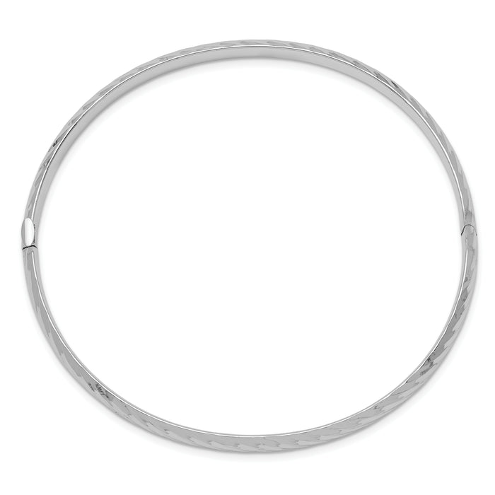 14k White Gold 3/16 Textured Hinged Bangle-DB652W
