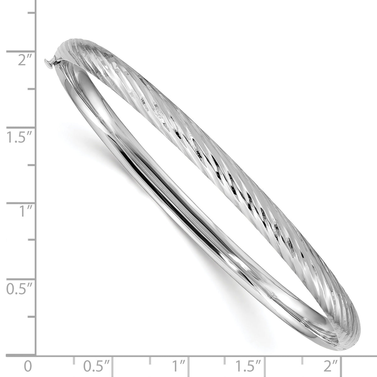 14k White Gold 3/16 Textured Hinged Bangle-DB652W