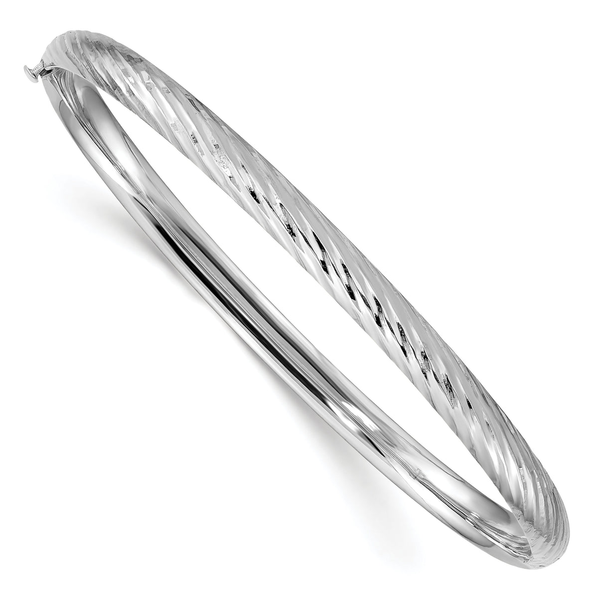 14k White Gold 3/16 Textured Hinged Bangle-DB652W