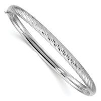 14k White Gold 3/16 Textured Hinged Bangle-DB652W