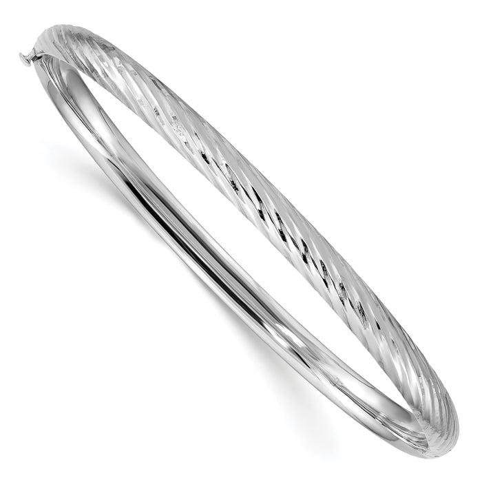 14k White Gold 3/16 Textured Hinged Bangle-DB652W
