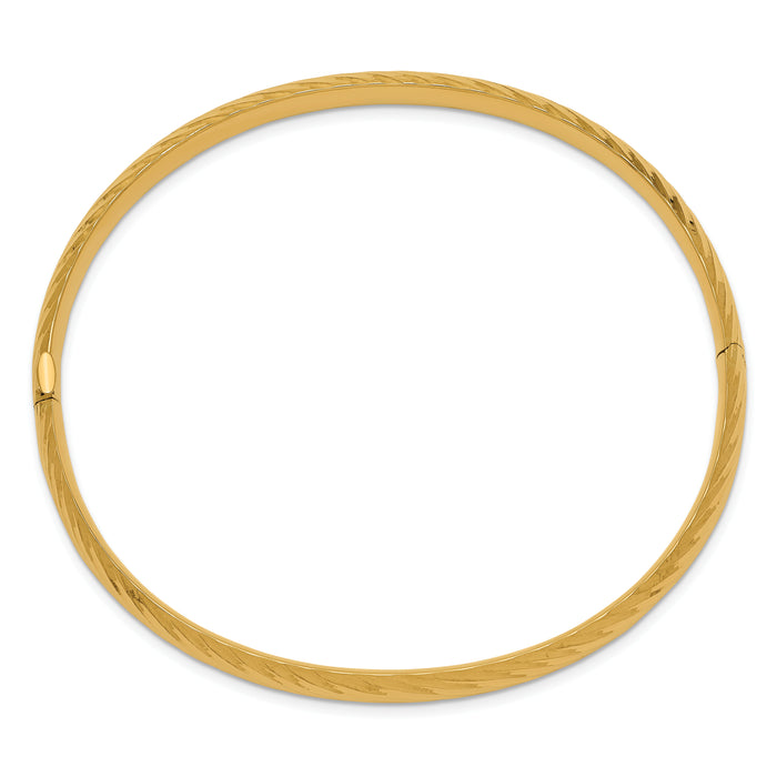 14k 4/16 Textured Hinged Bangle-DB653