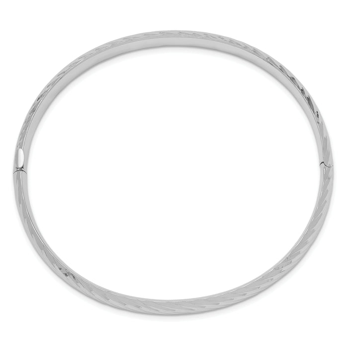14k White Gold 4/16 Textured Hinged Bangle-DB653W