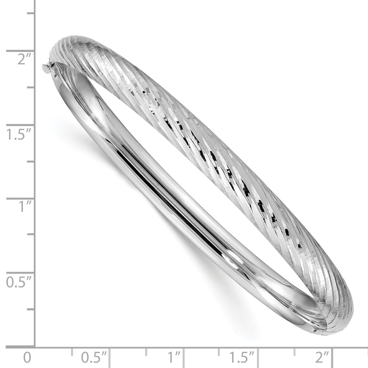 14k White Gold 4/16 Textured Hinged Bangle-DB653W