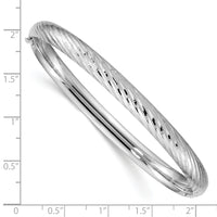 14k White Gold 4/16 Textured Hinged Bangle-DB653W