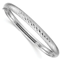14k White Gold 4/16 Textured Hinged Bangle-DB653W