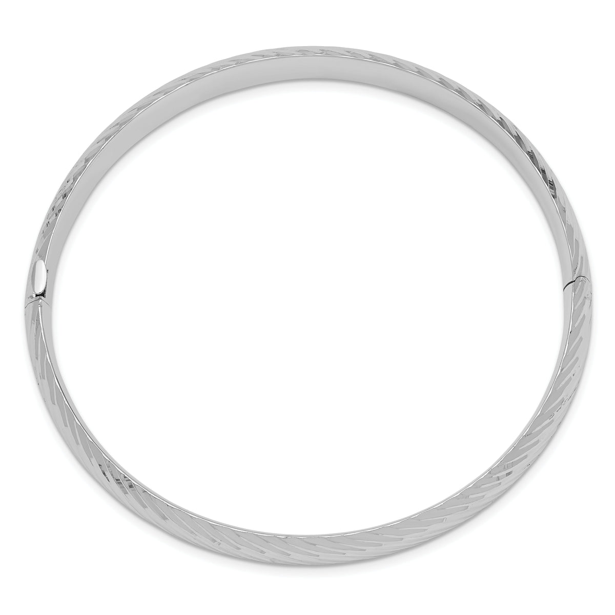 14k White Gold 5/16 Textured Hinged Bangle-DB654W