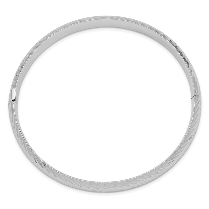 14k White Gold 5/16 Textured Hinged Bangle-DB654W