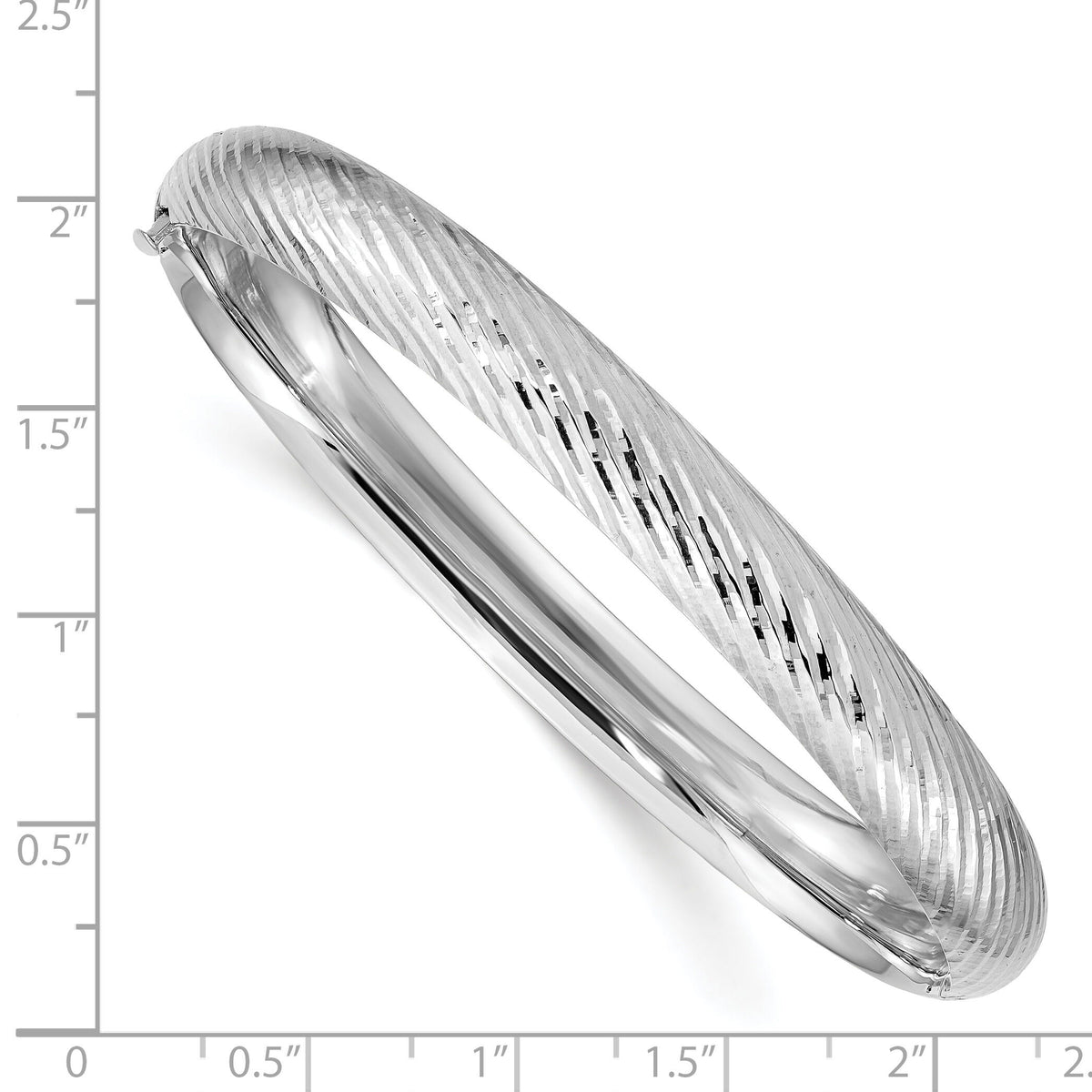14k White Gold 5/16 Textured Hinged Bangle-DB654W