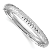 14k White Gold 5/16 Textured Hinged Bangle-DB654W