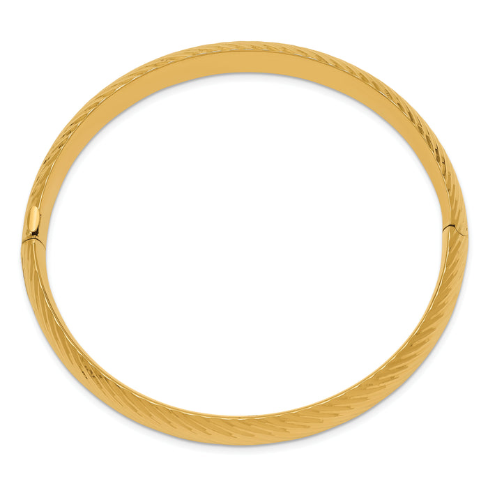 14k 7/16 Textured Hinged Bangle-DB655