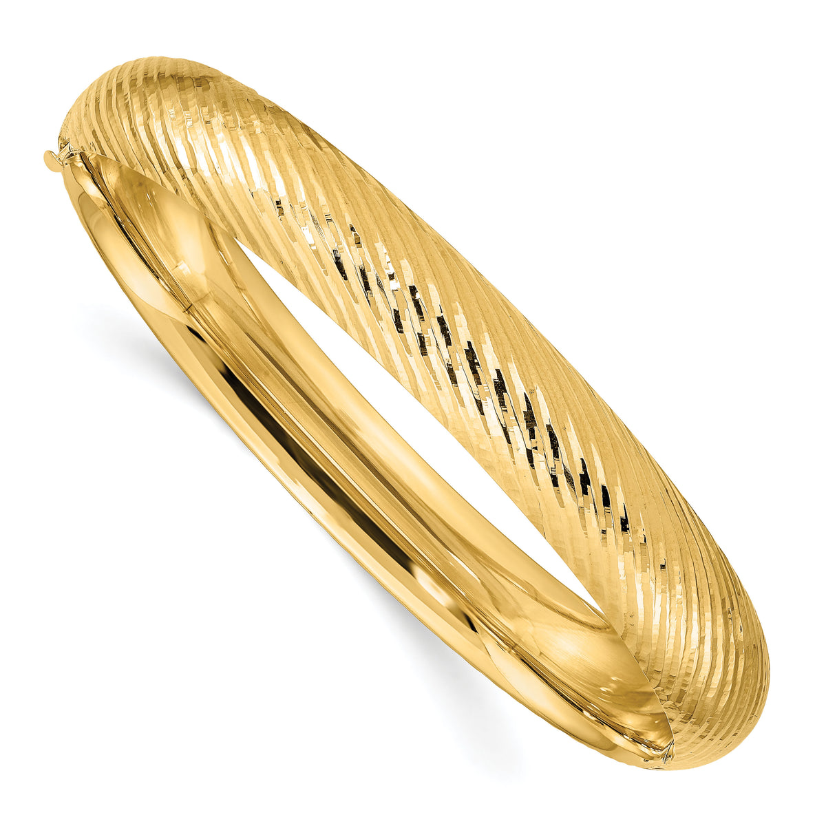 14k 7/16 Textured Hinged Bangle-DB655