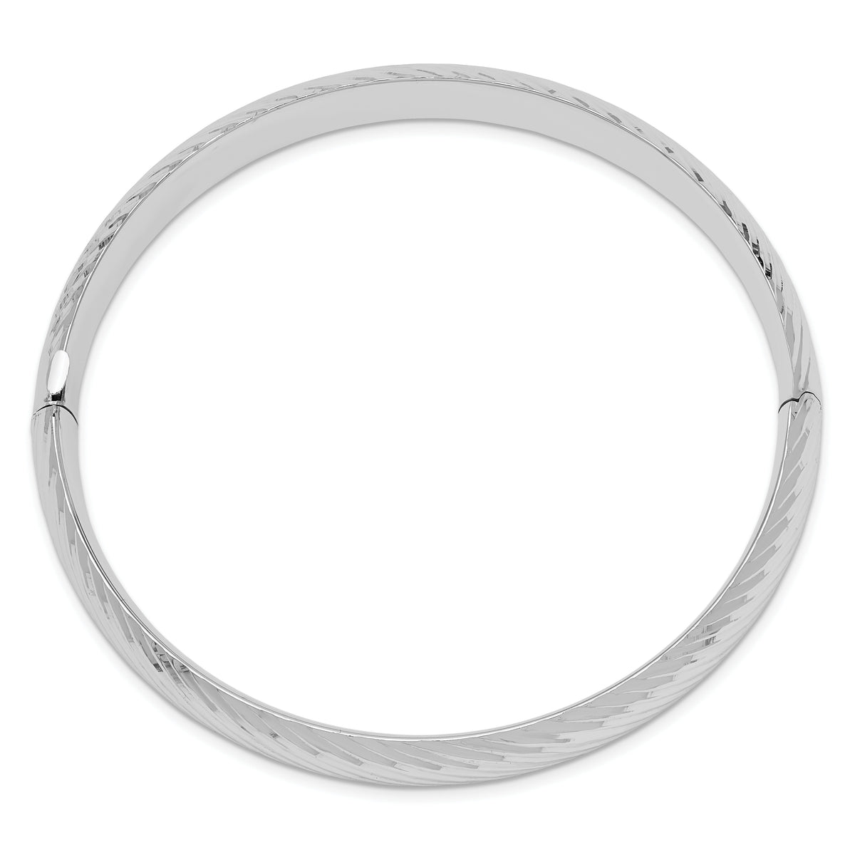 14k White Gold 7/16 Textured Hinged Bangle-DB655W