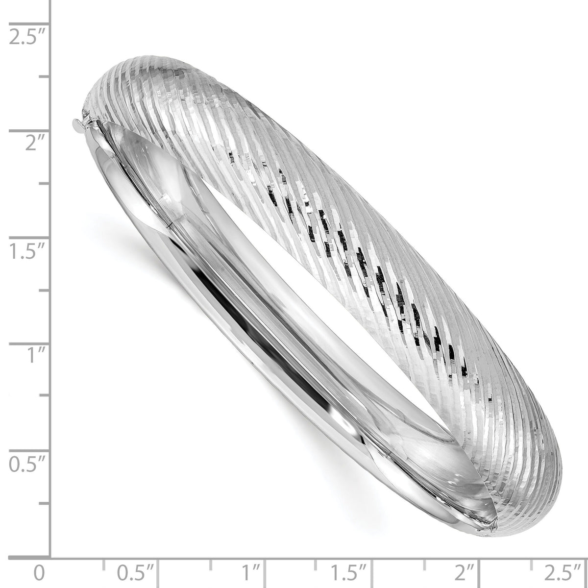 14k White Gold 7/16 Textured Hinged Bangle-DB655W
