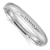 14k White Gold 7/16 Textured Hinged Bangle-DB655W