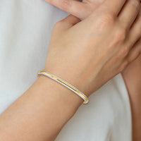 14k 3/16 w/White Rhodium Diamond-Cut Hinged Bangle-DB658