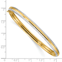 14k 3/16 w/White Rhodium Diamond-Cut Hinged Bangle-DB658