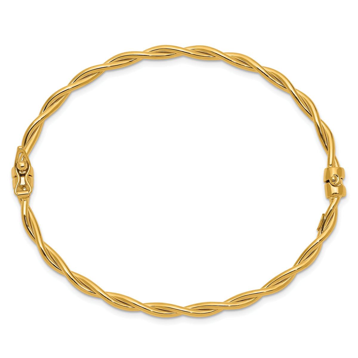 14K Yellow Gold Twisted Hinged Bangle-DB669