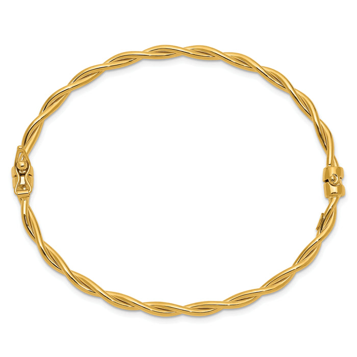 14K Yellow Gold Twisted Hinged Bangle-DB669