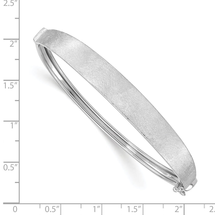 14k White Gold Satin Finish Graduated Hinged Bangle-DB673W