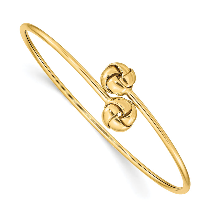14K Polished Love Knot Flexible Bangle-DB674