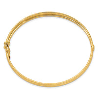 14k D/C Textured Hinged Bangle-DB675