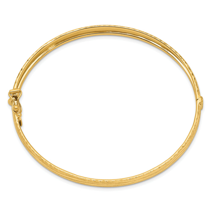 14k D/C Textured Hinged Bangle-DB675