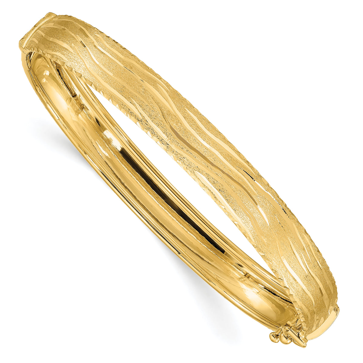 14k D/C Textured Hinged Bangle-DB675