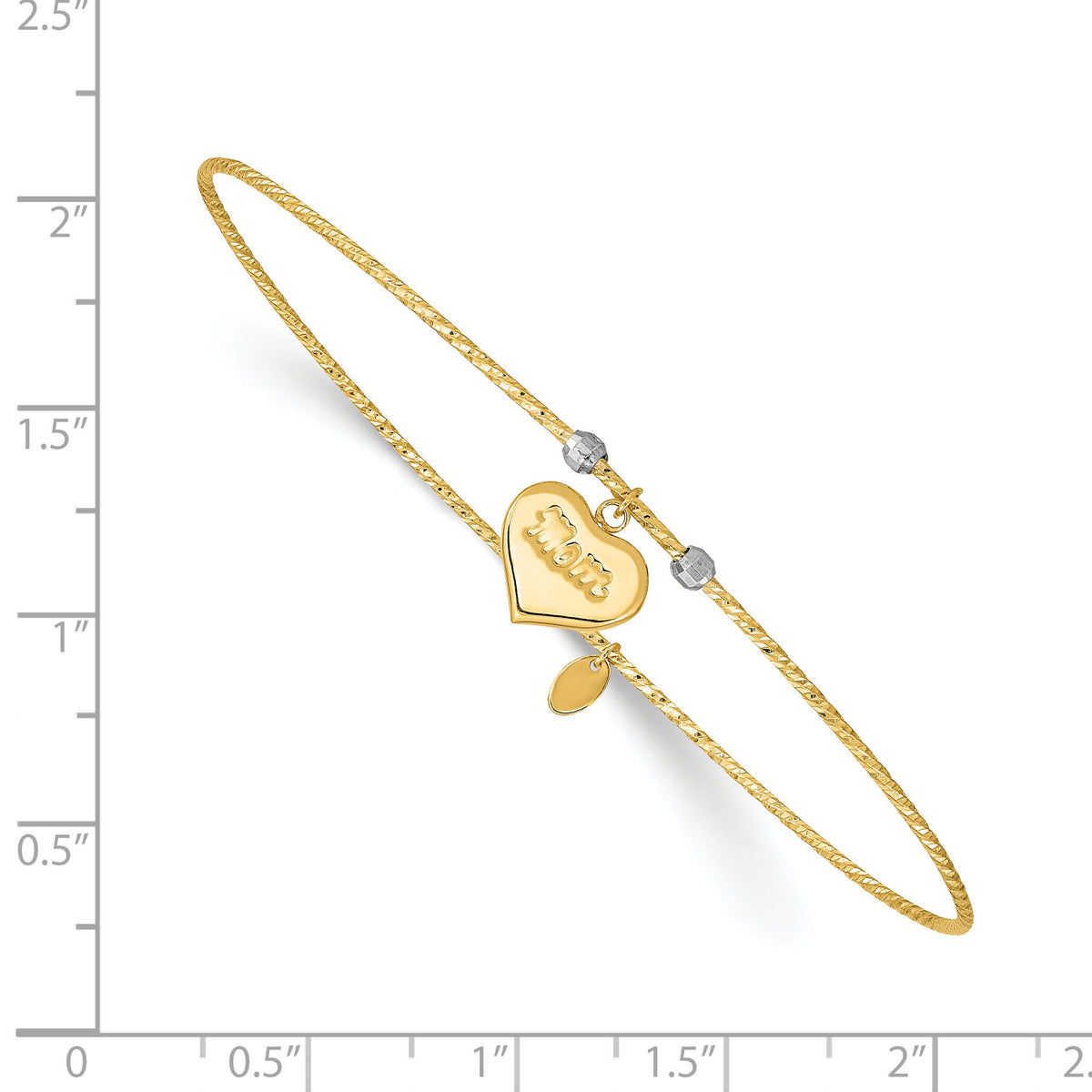 14K Two-tone Diamond-Cut Heart w/Mom Bangle-DB678