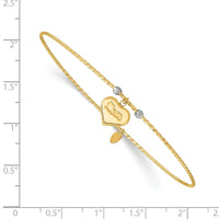 14K Two-tone Diamond-Cut Heart w/Mom Bangle-DB678