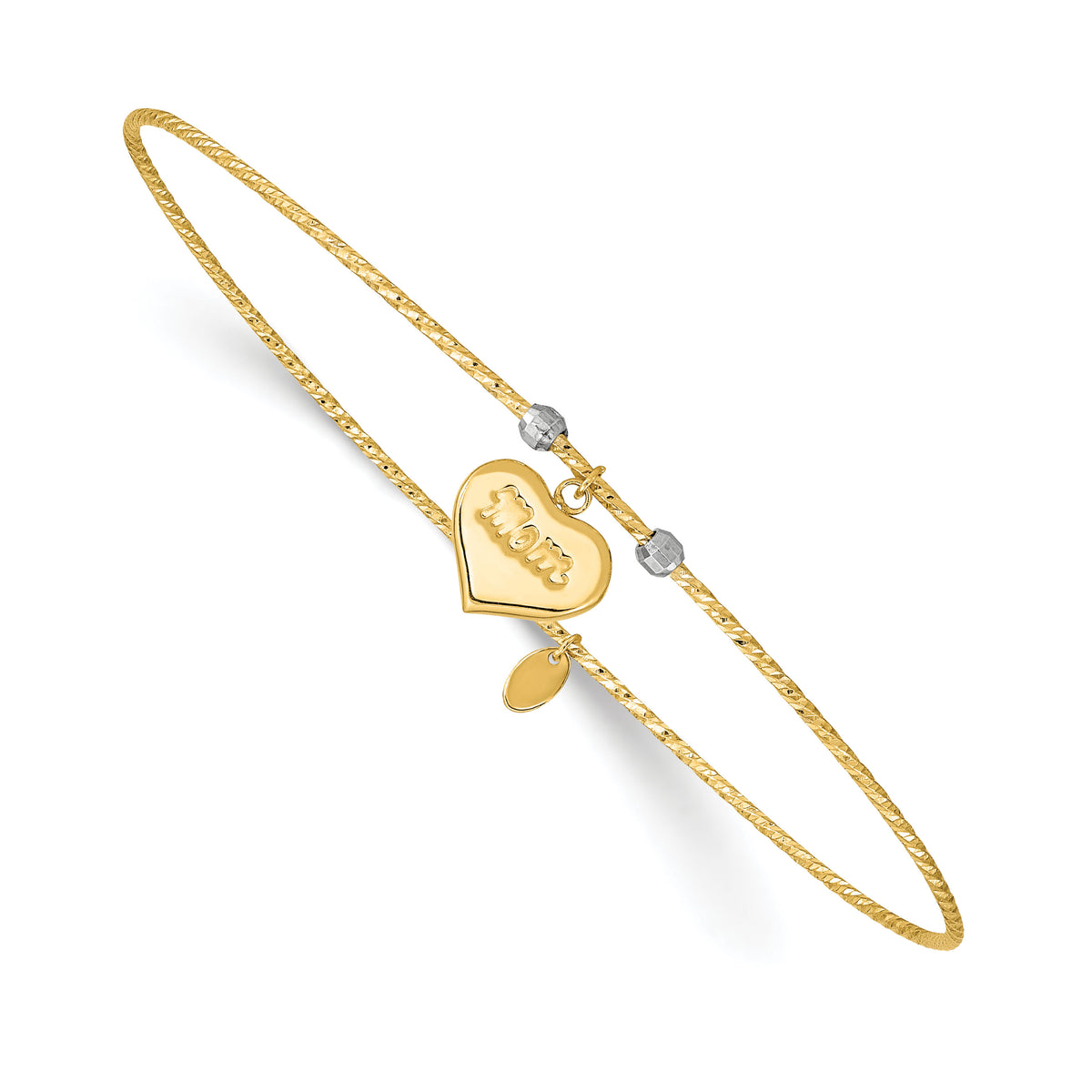 14K Two-tone Diamond-Cut Heart w/Mom Bangle-DB678