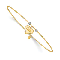 14K Two-tone Diamond-Cut Heart w/Mom Bangle-DB678