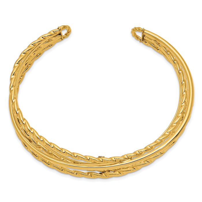 14k Polished Multi Tube Cuff Bangle-DB681
