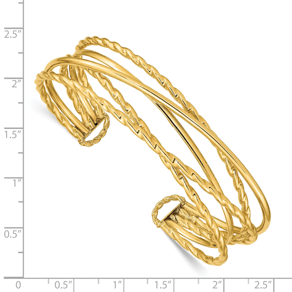 14k Polished Multi Tube Cuff Bangle-DB681