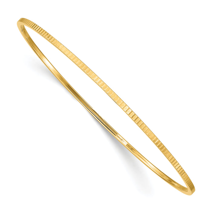 14K Textured Polished Slip-On Bangle-DB682