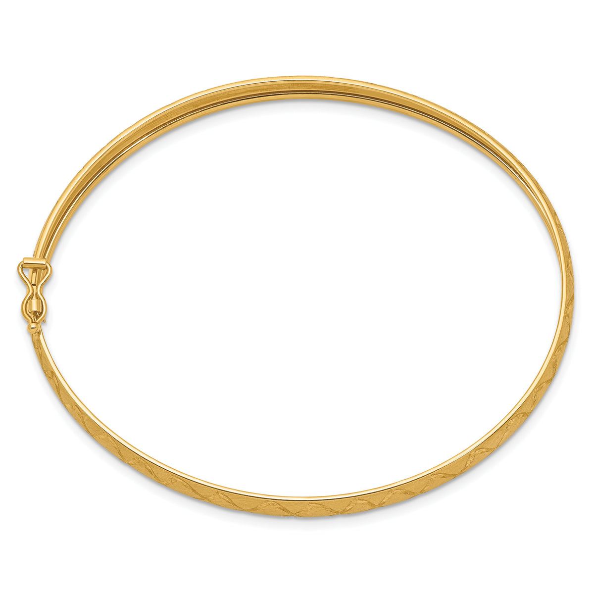 14K Satin D/C X-Pattern Oval Flexible Bangle-DB684
