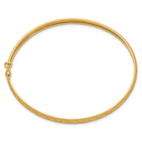 14K Satin D/C X-Pattern Oval Flexible Bangle-DB684