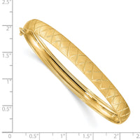 14K Satin D/C X-Pattern Oval Flexible Bangle-DB684