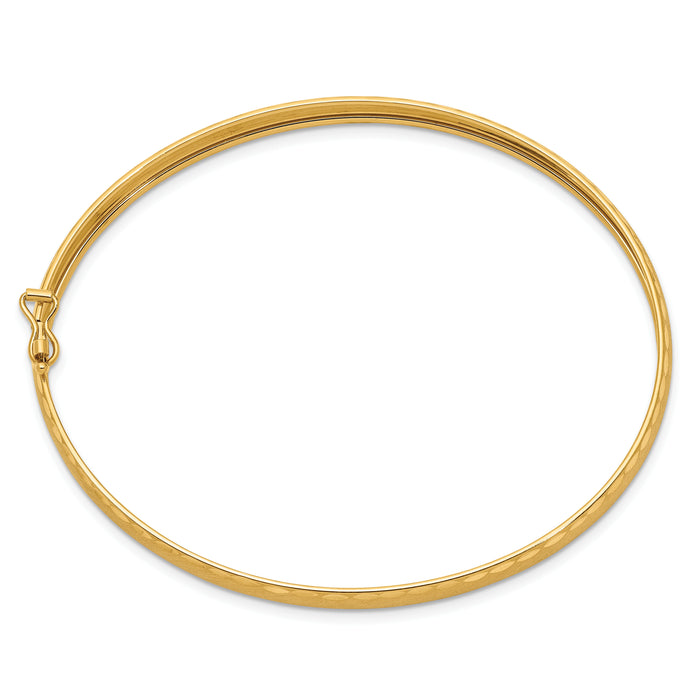 14K Satin Diamond-cut Edge Oval Flexible Bangle-DB685