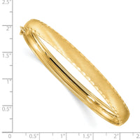 14K Satin Diamond-cut Edge Oval Flexible Bangle-DB685