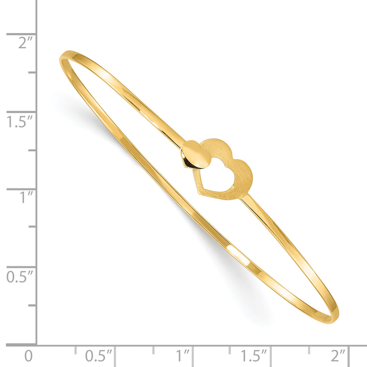 14K Brushed and Polished Hearts Flexible Bangle-DB686