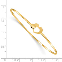 14K Brushed and Polished Hearts Flexible Bangle-DB686